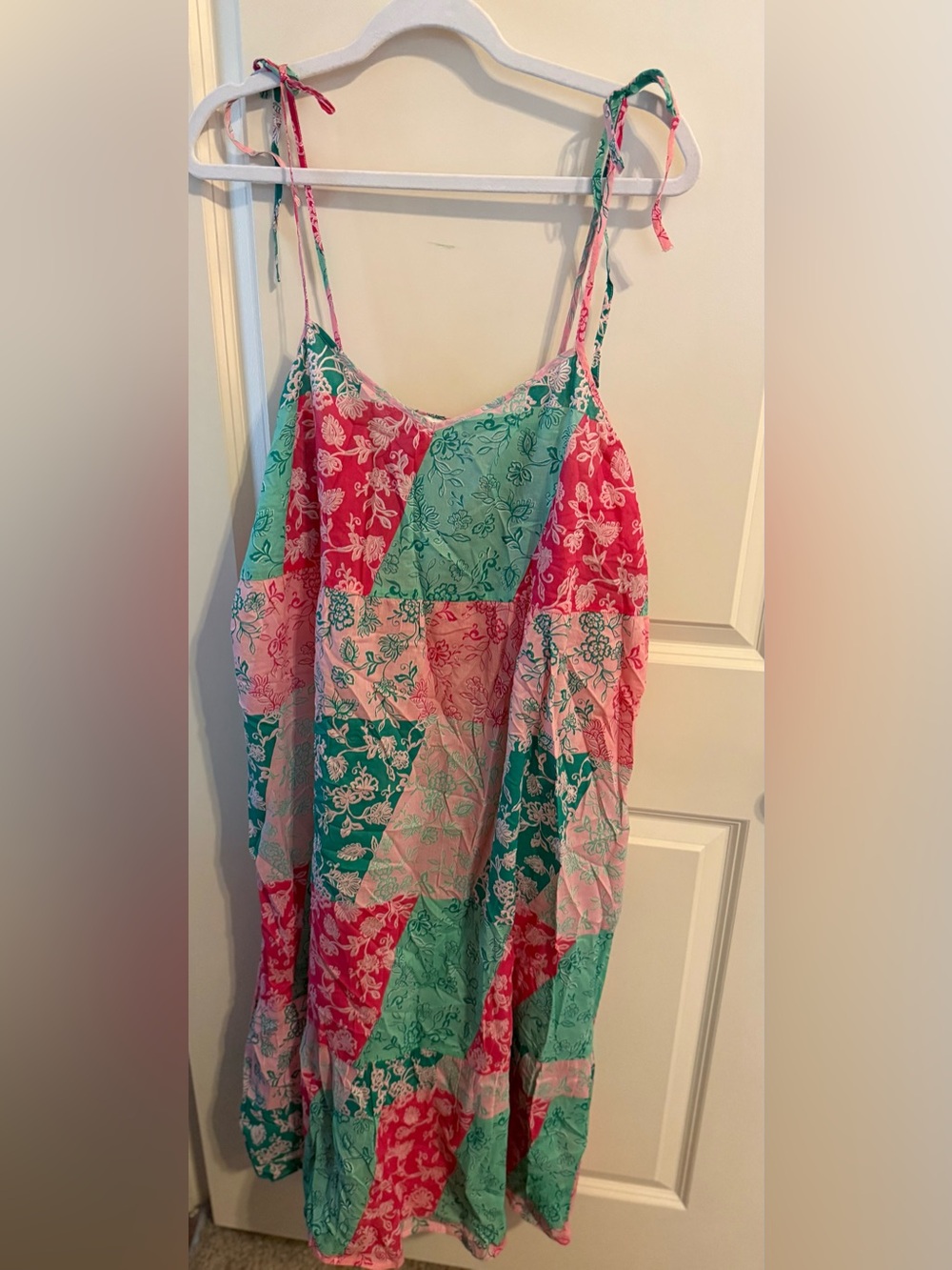 NWT J. Crew Pink and Teal Floral Patchwork Dress/Cover Up